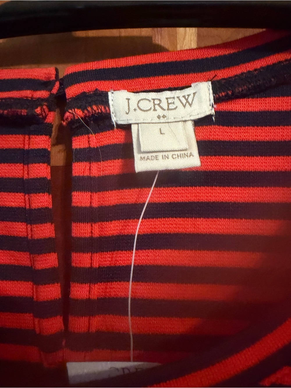 J. Crew Red and Navy Horizontal Stripe Top